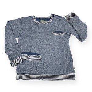 Kids Case Heathered Blue Double Pocket Striped Trim Sweatshirt Kids 8 (128 Cm)